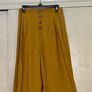 Shinestar Button Front Wide leg Tan Pants M
